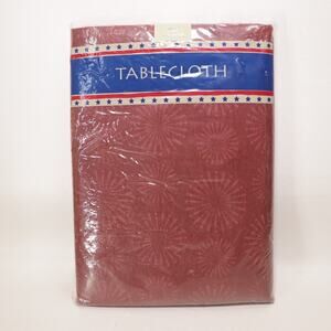 Big Lots 70 in Round Tablecloth Burgundy Red Polyester Blend Round Satin Striped